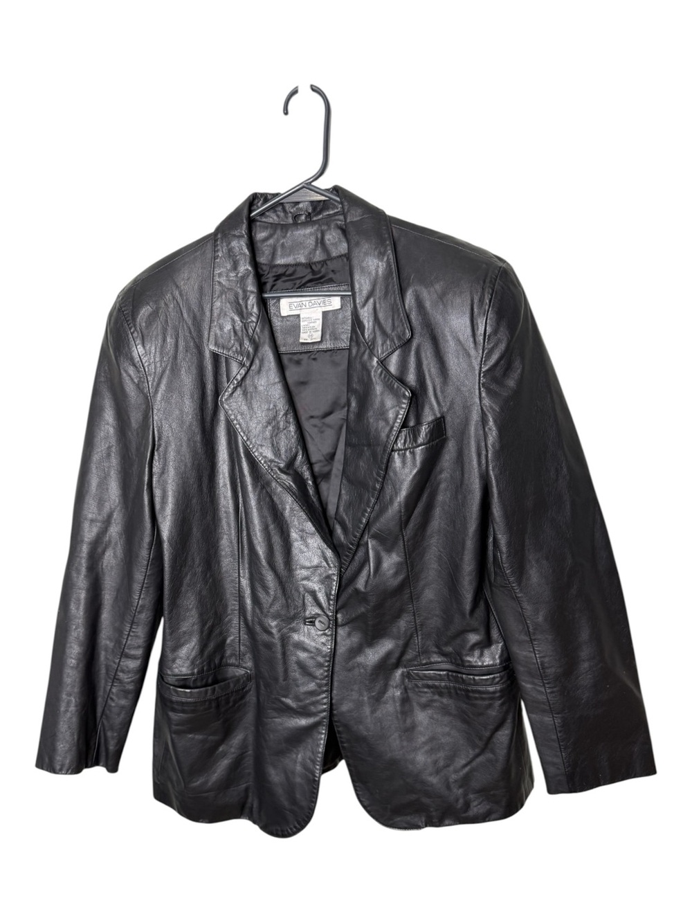 Evan Davies Vintage Black Nappa Leather Blazer Jacket Size 14